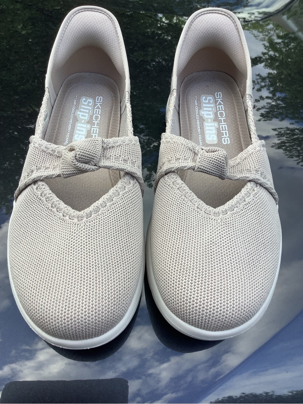 Skechers Slip-Ins Neutral Knit Mary Jane in Light Beige